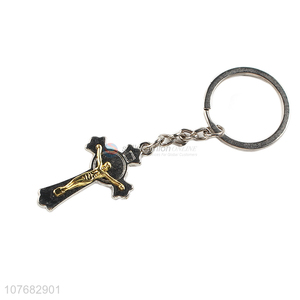 Latest design cross key chain metal keyring for souvenir