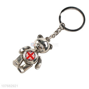 Low price cartoon bear key chain metal keyring for souvenir