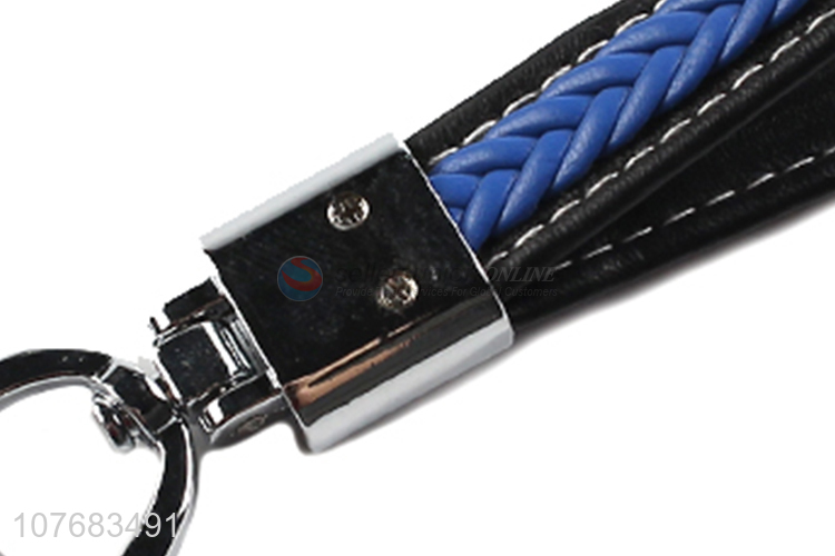 New arrival braided pu leather car keychain car key ring