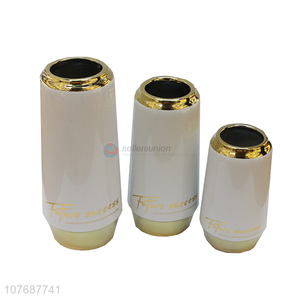 Wholesale plating vase three-piece home accessories ceramic vase