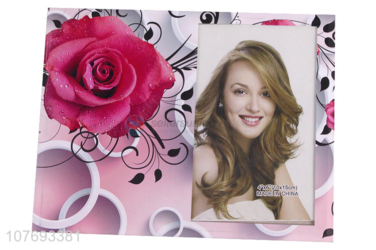 Fashion Flower Pattern Rectangle Photo Frame Glass Picture Frame