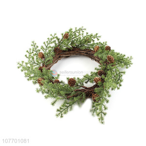 Promotional artificial pine needle wreath for Christmas decoration