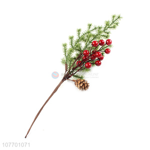 Wholesale cheap artificial Christmas twigs with pinecone & red fruit