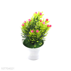 High quality artificial flower bud potted indoor green plants plastic artificial flowers