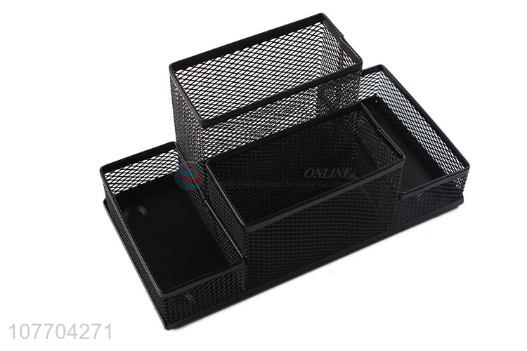 Wholesale large multifunctional metal mesh combination pen holder pen container