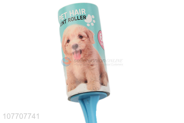 Spot roller type long handle portable pet hair sticking device