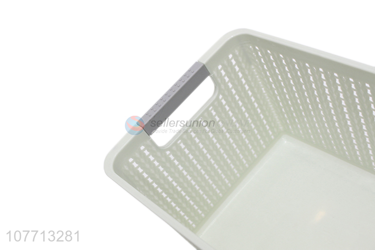 Hot Selling Desk Organizer Rectangle Plastic Storage Basket With Handle