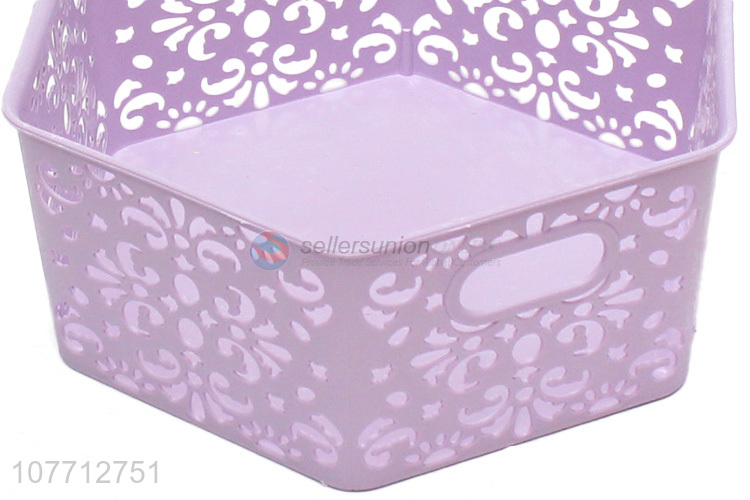 Good Price Hexagon Plastic Storage Basket With Hand Hole