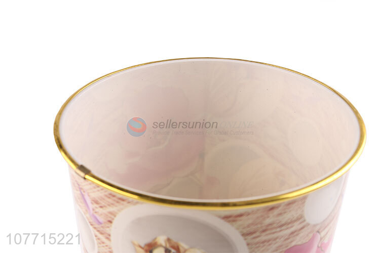 Custom Beautiful Flower Pattern Garbage Bin Trash Can