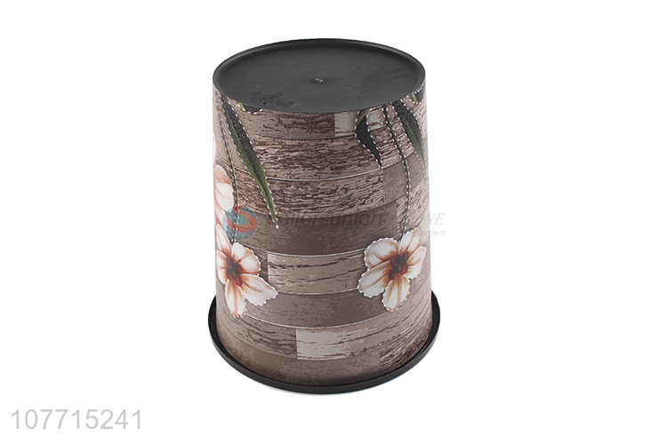 Fashion Printing Plastic Garbage Bin Round Trash Can For Sale