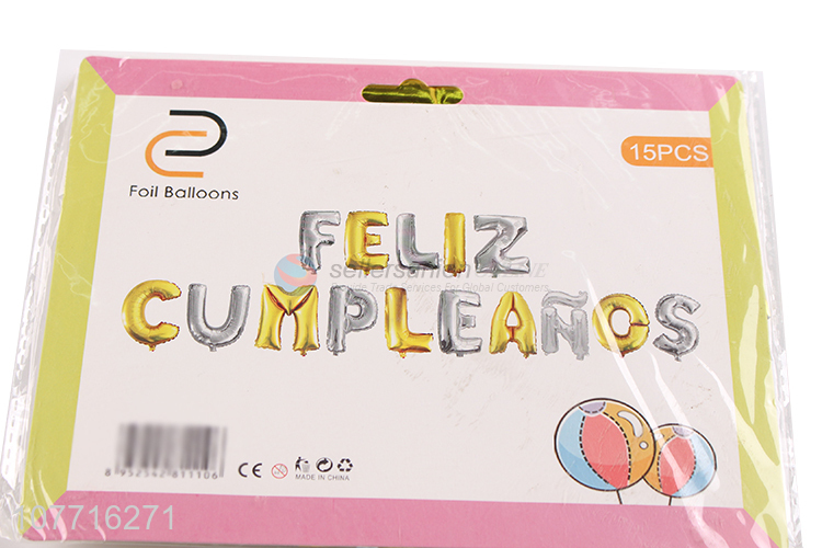 Birthday party pendant decoration 16 inch Spanish birthday alphabet balloons