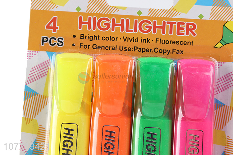 Fashion Design 4 Pieces Highlighter Marker Fluorescent Marker Pen