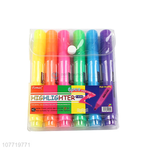 Good Quality 6 Pieces Non-Toxic Highlighter Marker Pen Set