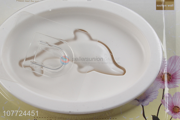 Most popular oval adhesive plastic soap dish soap tray for bathroom