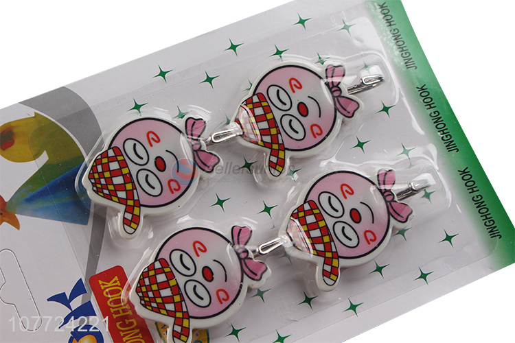 China factory 4 pieces cartoon sticky hooks wall hook hanger