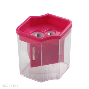 Hot sale double holes plastic pencil sharpener student stationery