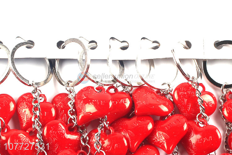 High quality red heart key chain fashionable acrylic key ring