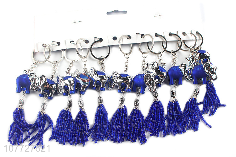 Wholesale creative beaded elephant key chain key ring for souvenir