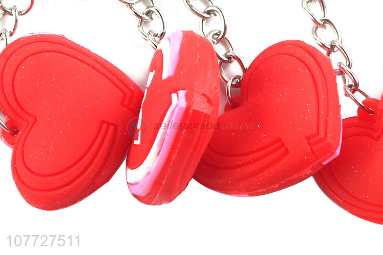 Hot sale soft pvc key chain heart keychain promotional gifts