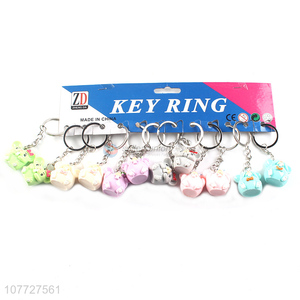 Hot selling cute cartoon bear shape resin key chain keyring for kids