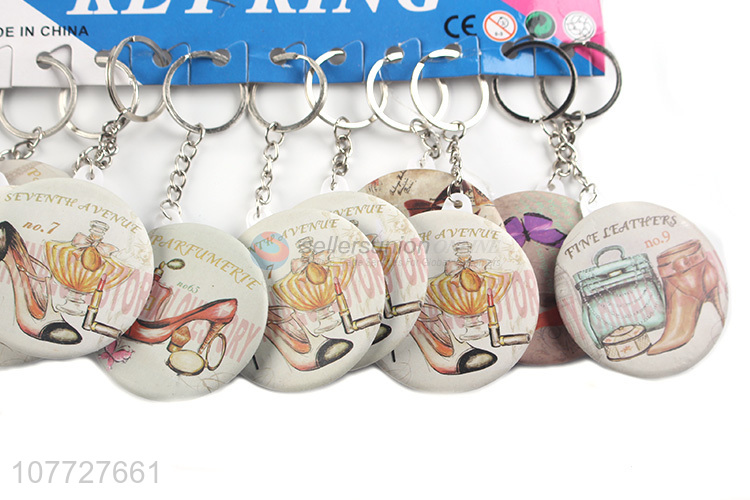 Good sale custom printing single sided makeup mirror key chain