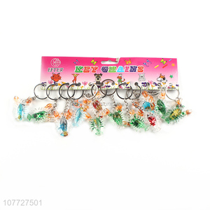 Good quality coloful crystal lobster shape acrylic key chain key ring