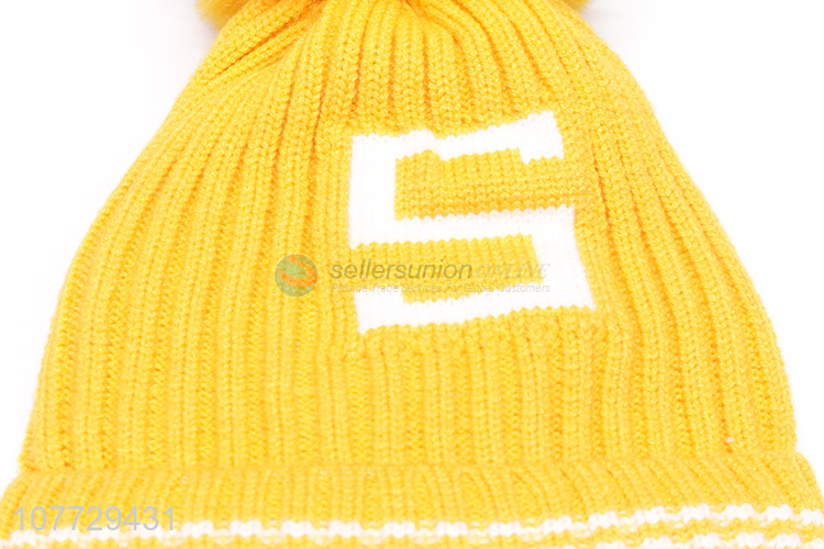 New design children winter pompom beanie toddler jacquard beanie