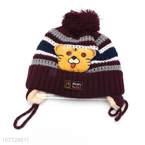 Most popular cartoon animal kids winter hat boys girls cuffed beanie hat