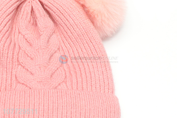 High quality toddler boys girls outdoor thermal pompom beanie