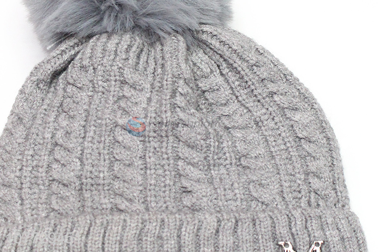 Factory direct sale kids winter pompom hat toddler beanie cap