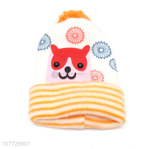 High quality cartoon dog children winter hat kids knitting beanies