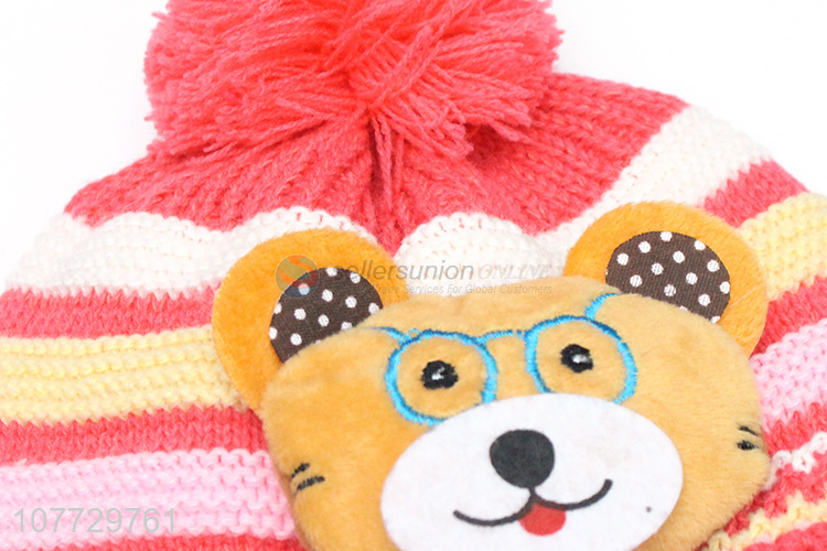 Top seller cartoon animal children earmuff hat toddler cuffed beanie cap