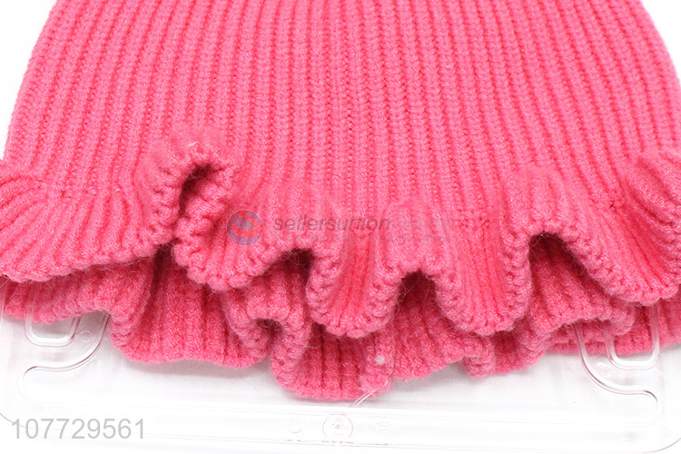 China factory kids winter cap girls knitted hat with pompom