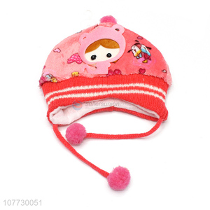 New arrival cartoon design kids beanies children winter hat with earmuffs