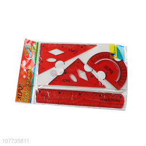 Hot sale 4 pieces ruler set student stationery set with protractor