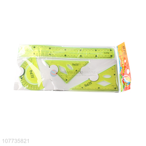 Factory direct sale school stationery 4 pieces plastic ruler set