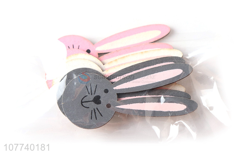 Children cartoon long-eared rabbit head decorative piece wooden patch