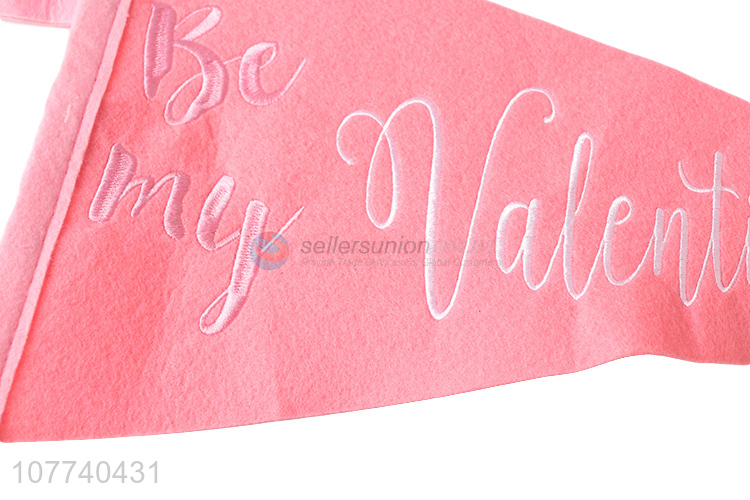 Popular pink Valentine's Day floral English decoration banner