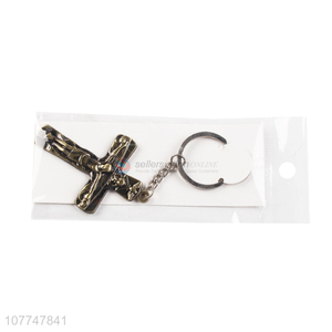 New Design Bronze Cross Key Chain Fashion Key Ring