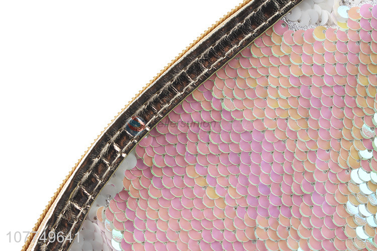 High quality white sequined ladies travel cosmetic bag