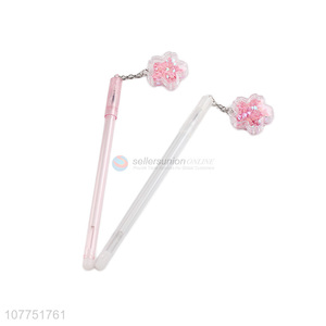 Low price flower pendant plastic gel ink pen student stationery