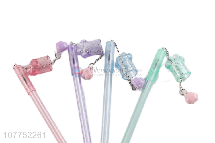 Hot selling paw pendant plastic gel ink pen student stationery