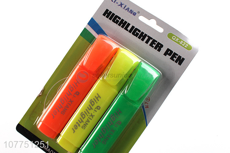 Hot products 3 colors highlighter marker set vivid color highlighters