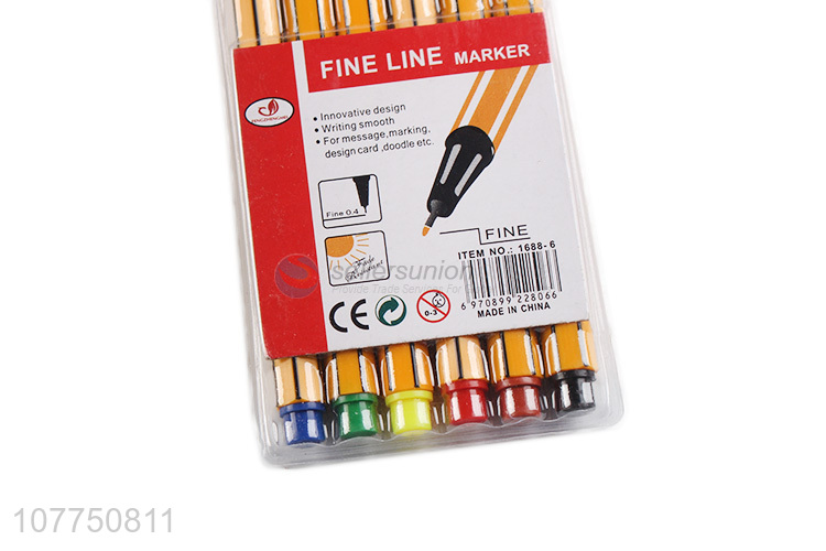 Best selling 6 colors drawing marker pens fine line markers