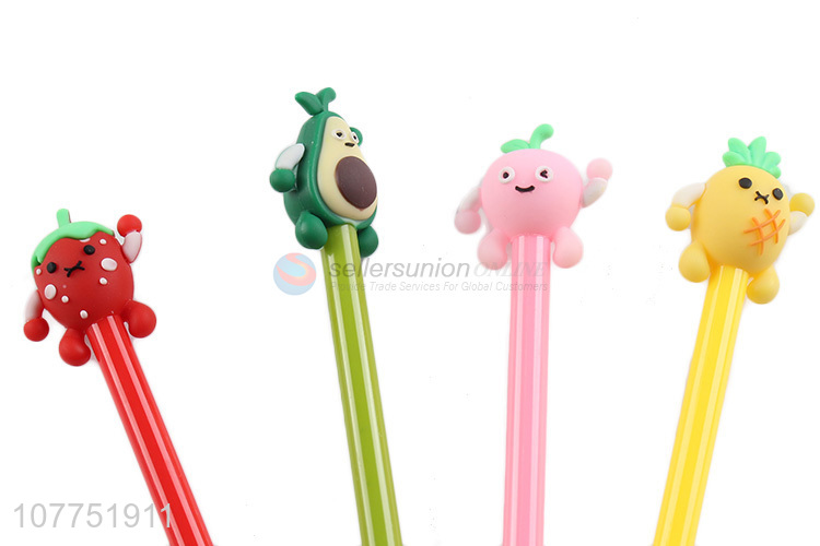 High quality cartoon fruit plastic gel ink pen student stationery