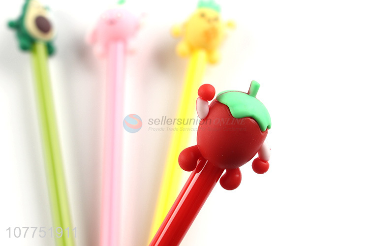 High quality cartoon fruit plastic gel ink pen student stationery