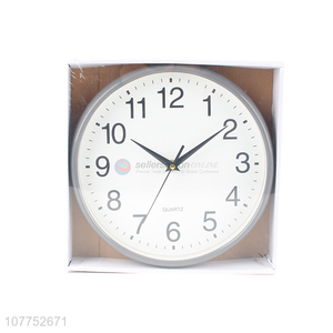 Simple round white background clock study room mute wall clock