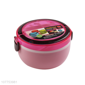 New Style 2 Layer Round Plastic Lunch Box With Handle