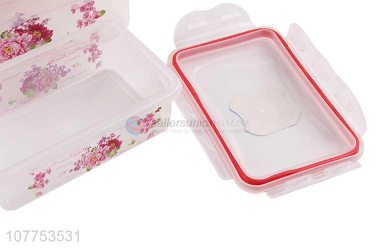 Fashion Flower Pattern Rectangle Plastic Preservation Box Set