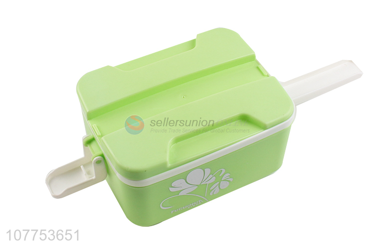 Good Quality Two Layers Rectangle Lunch Box With Plastic Spoon Set